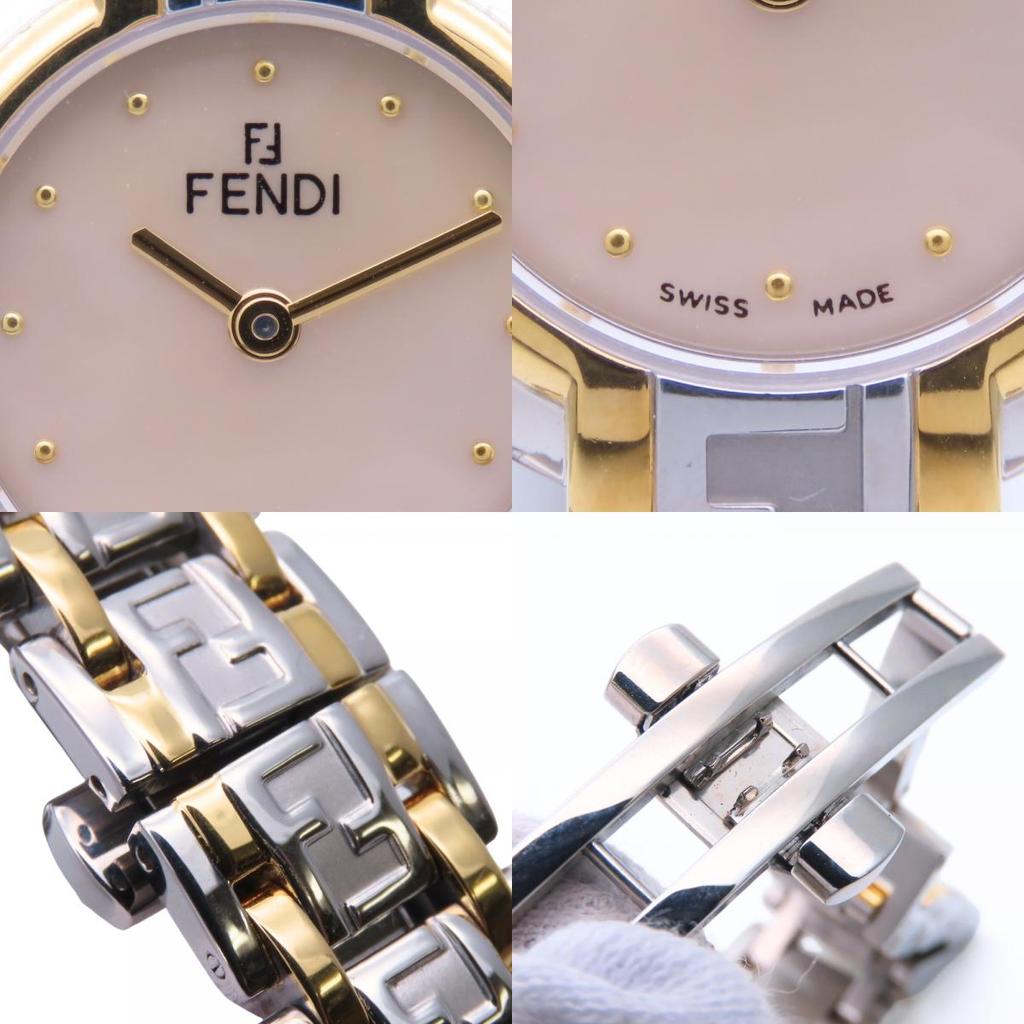 Used FENDI Watches Olologi 760L Stainless Steel Silver Gold Zucca Pattern