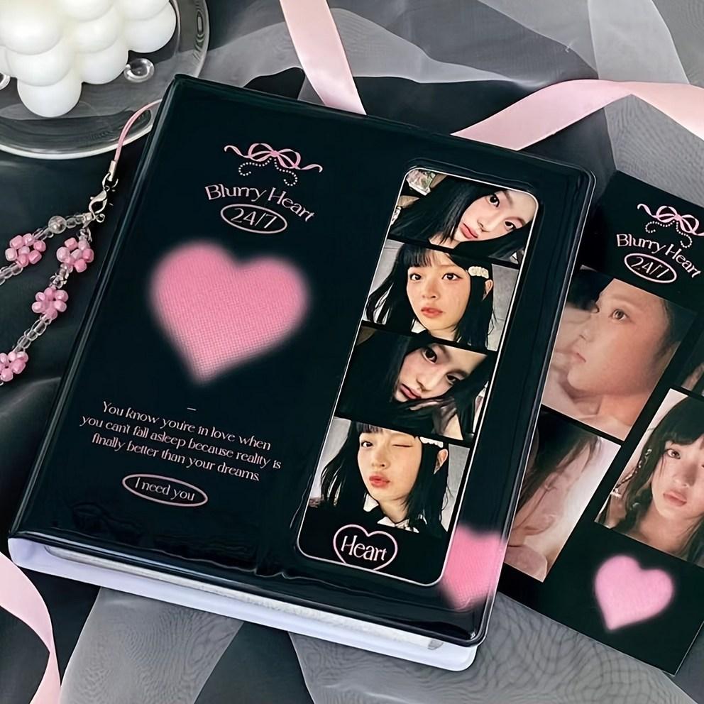 Lovely Heart 4-compartment, 60-pocket Storage Emotional Design Postcard Storage Book Photo Card Album