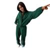 Casual suit, drawstring contrasting sweatshirt, straight trousers two-piece set