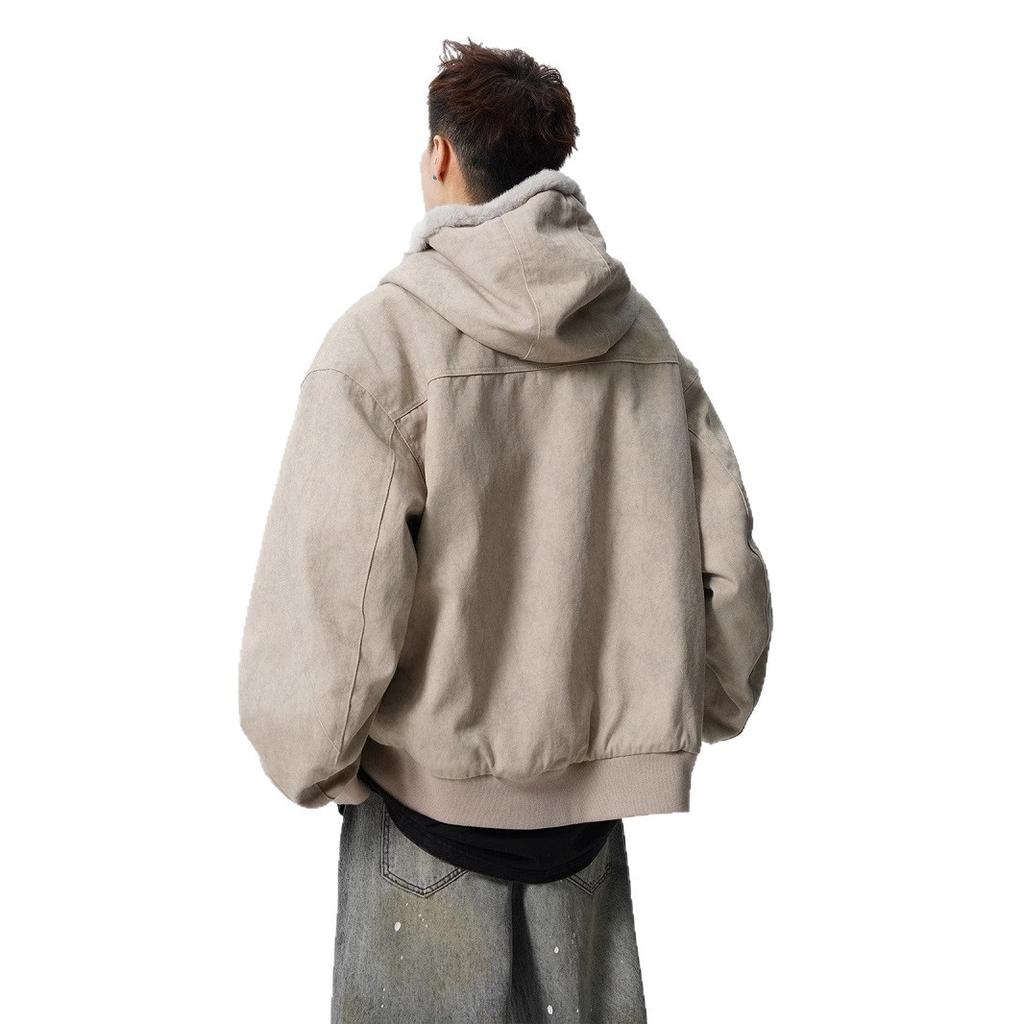 Hooded Cotton-padded Clothes Men's Winter Lazy Wind Joker Cotton-padded Jacket Retro Loose Tooling Coat