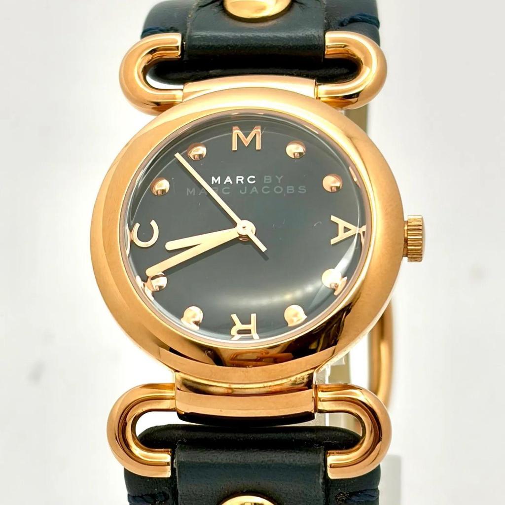 Used [With box/new battery] MARC BY MARC JACOBS Marc Jacobs Women's Watch Pink Gold Navy MBM1334 Genuine Belt