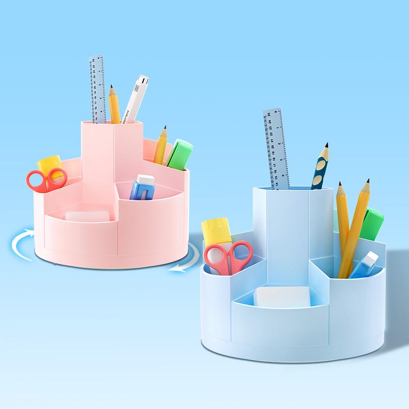 1pc 360° Rotating Pen Holder Office Student Desktop Pencil Case Storage Box School Supplies Organizer Cute Stationery