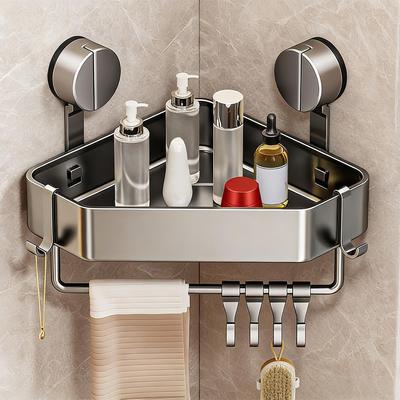 No-Drill Suction Cup Storage Rack Bathroom Toilet Wall Mounted Hand Washing Shower Room Wall Mounted Triangular