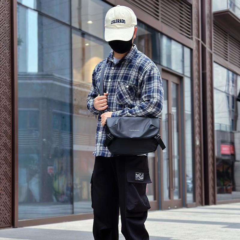 New Slazenger PVC Soft Leather Crossbody Bags Men's Black SLA1798