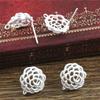 6pcs Flower Stud Earring Pins Hooks 12x11mm Brass Matte Silver Plated DIY Earrings Jewelry Making Accessories Findings
