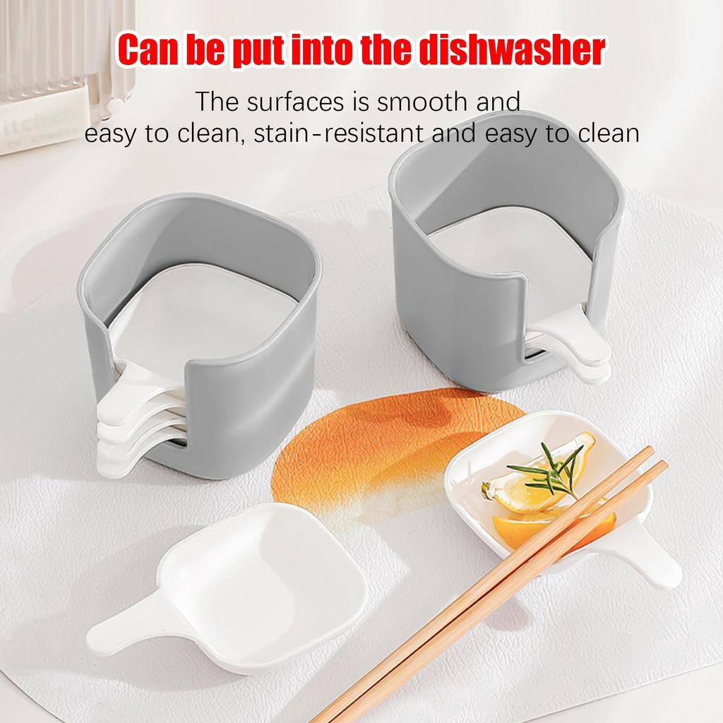 Dipping Sauce Dish 6 Pieces Dipping Sauce Plates with Handle Ketchup Trays with Holder Dip Platter for Yogurt Commercial Serving