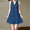 Women Daily Casual V-Neck Summer Sleeveless Dress