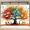 2D Bildungslesebaum-Hintergrund, Kinder und Bücher unter Herbstbaum Klassenzimmer-Hintergrund