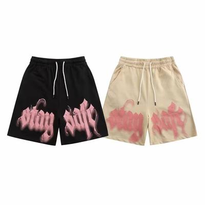 American Trend New Retro Sports Shorts High Street Pink Letters Shorts Versatile Summer Shorts Casual Printing Loose Shorts
