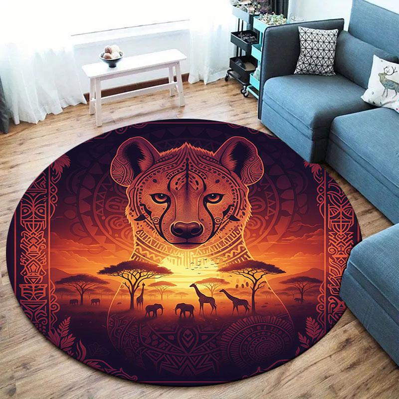Grasslandanimals Round Area Rug,Carpet Rug for Living Room Bedroom Sofa Playroom Decor,Non slip Floor Mat