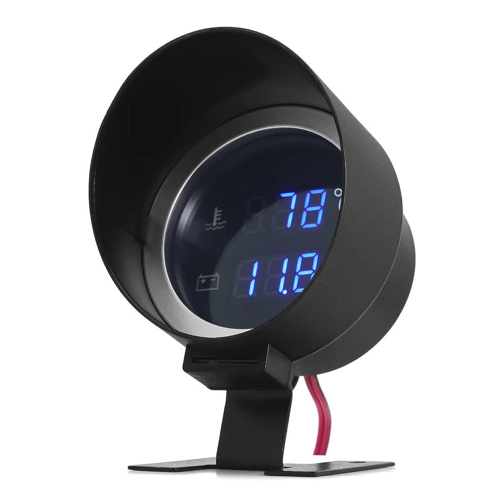 2 In 1 Round LED Digital Water Temp Gauge Voltmeter Volt Voltage Meter Temperatura Moto For 12V24V Car Truck Temperature Sensor Coolant Temperature 4