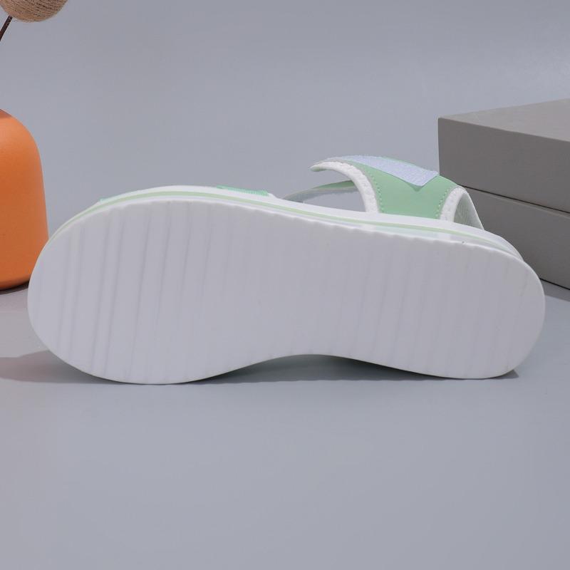New Women's Flat Thick Sole Beach Sandals Magic Tape Adjustable Casual Summer Shoes
