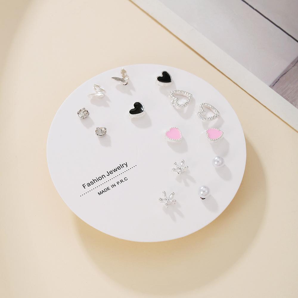 One week stud earrings set, simple and small combination earrings, women's Korean version, new trendy temperament, small earrings, simple and advanced