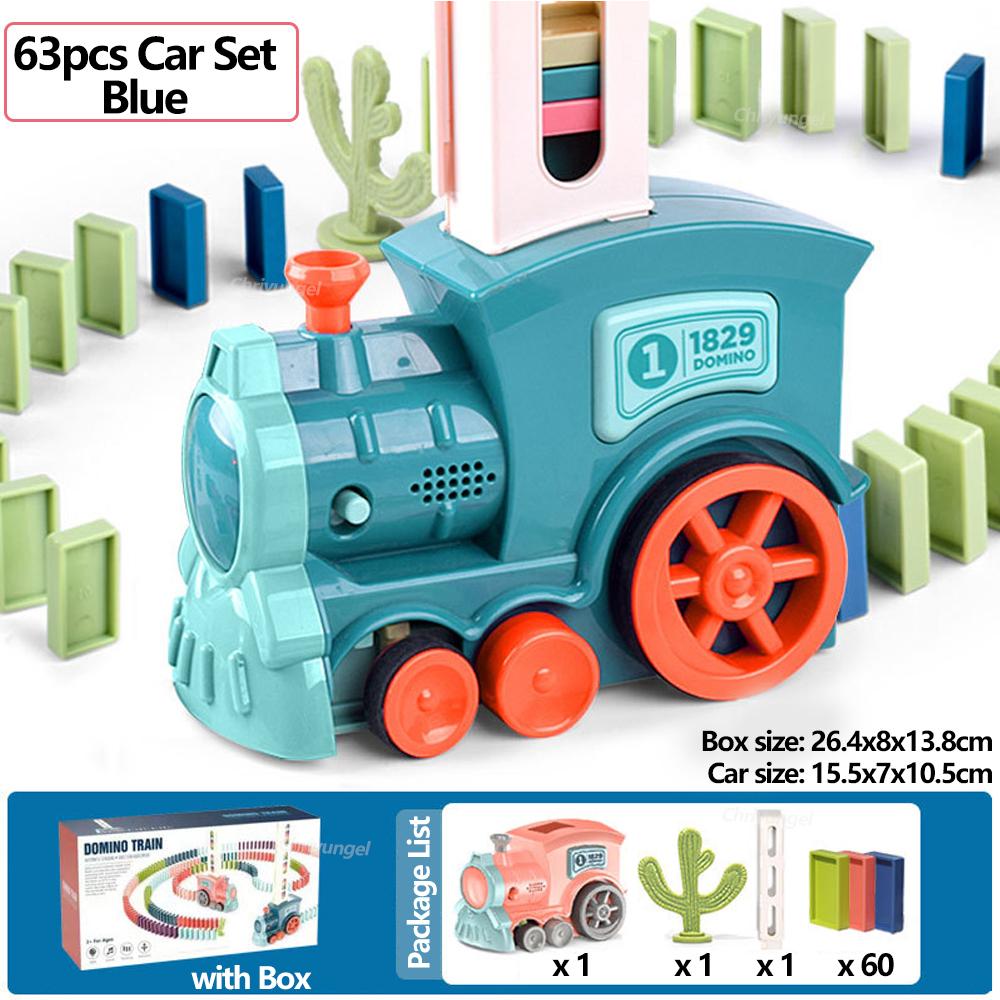 Domino Train for Kids Automatic Laying Electric Car Colorful Dominoes Set Brick Blocks Kits Games Educational Toys Girl Boy Gift