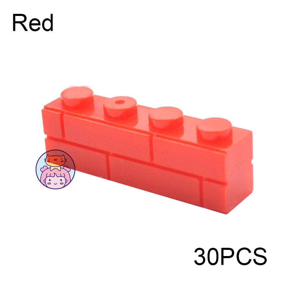 30pcs Wall Striped Bricks MOC 1x4 Building Blocks Toys Palace Castle Creative Figures Military House Wall Transparency Parts