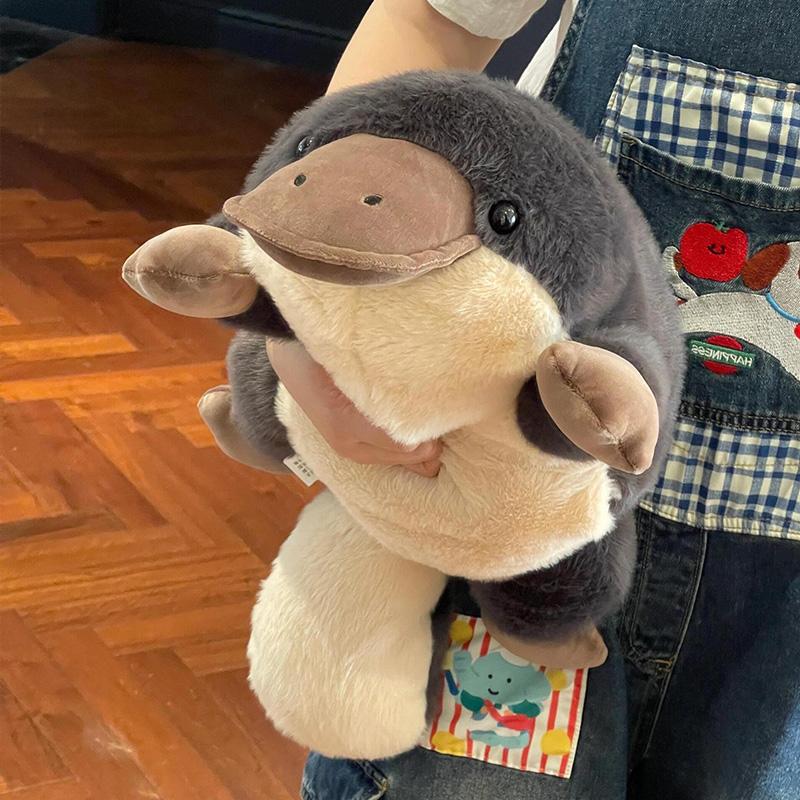 Simulation Cute Platypus Plushie Stuffed Animal Plush Doll Pillow Toy Super Soft Grey Lying Plush Toy High Quality Kid Toy Gfit