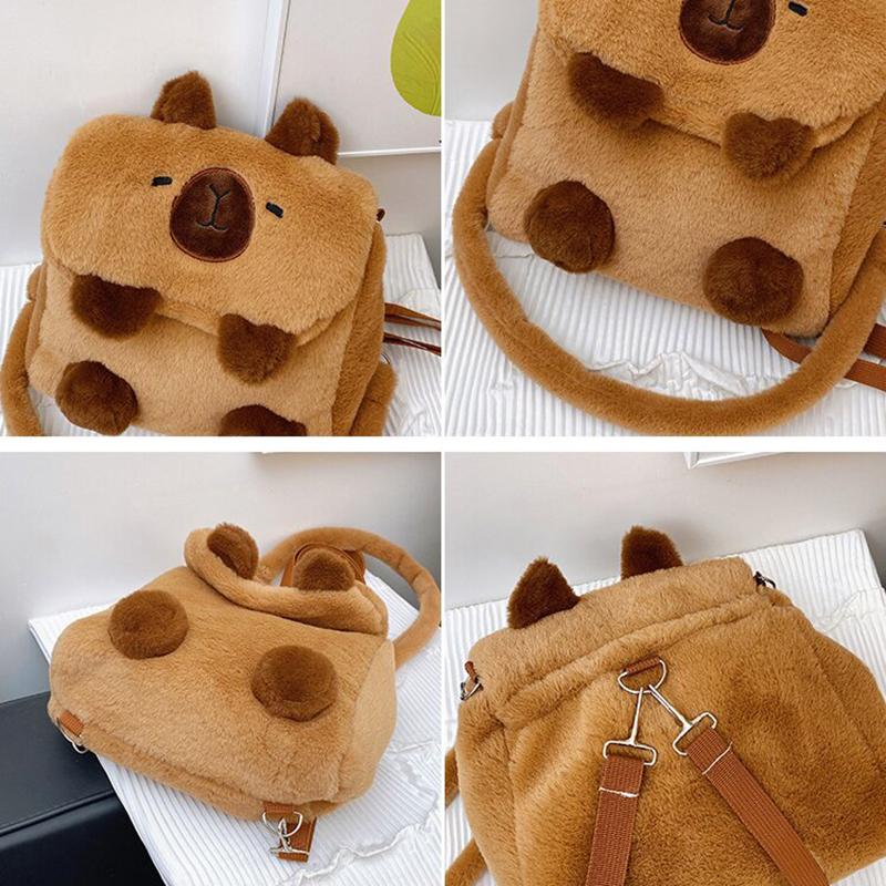 Uroczy kreskówkowy plecak pluszowy kapibara o dużej pojemności tornister studencki damski torba kawaii torba crossbody torba na ramię torebka