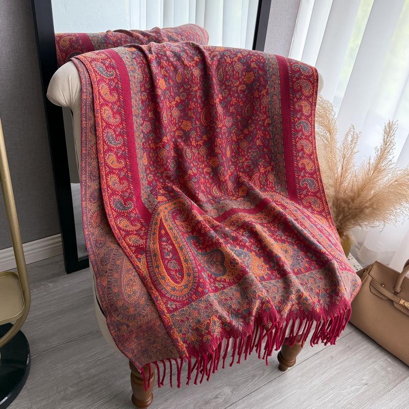 Shawl Paisley Cashew Jacquard Long Fringed Scarf Spring Summer Shawl Scarf Women