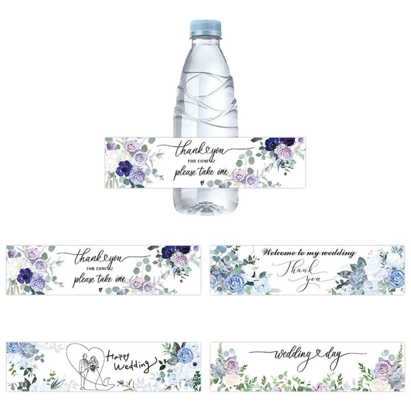 Wedding Water Bottle Labels Thank You,Greenery Floral Water Bottle Wraps Sticker Water Bottle Labels for Birthday Party