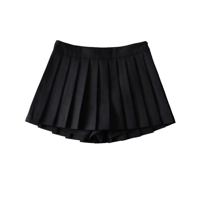 2025 Autumn American Hot Girl High-Waisted Pleated A-Line Mini Skirt