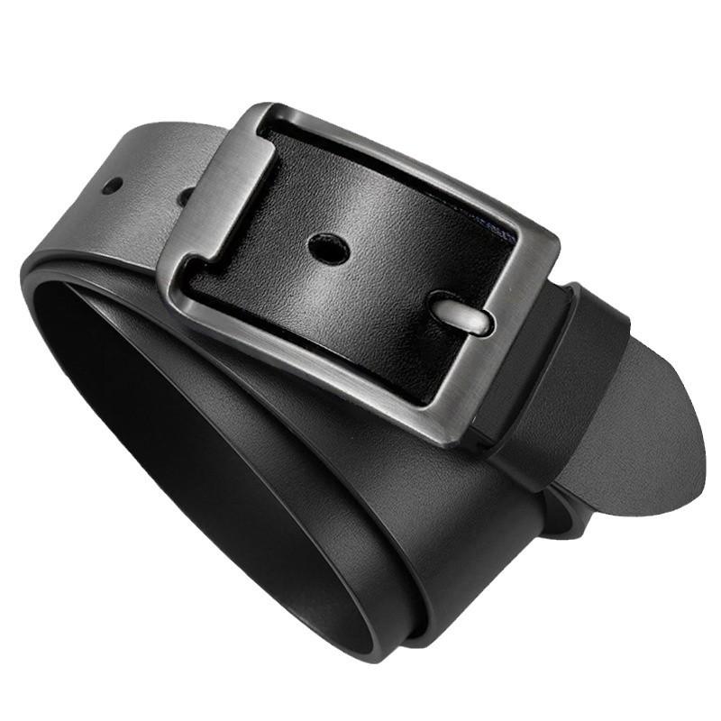 Men's Genuine Leather Belt with 3.8 Wide Pin Buckle