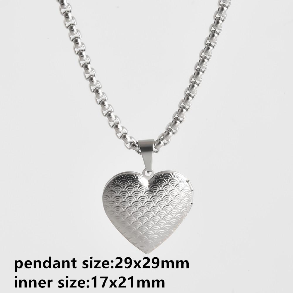 

Personality Memory Necklace Jewelry Heart Rectangle Oval Stainless Steel Necklaces For Women Men Accessories Anniversary Collar 50cm