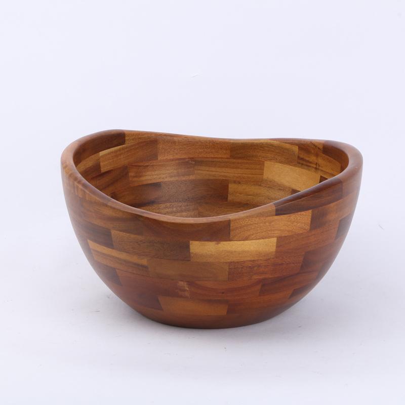 BSCI Eco-Friendly Different Shade Modern Style Custom Logo Kitchen Bamboo Salad Fruit Vegetable Bowl