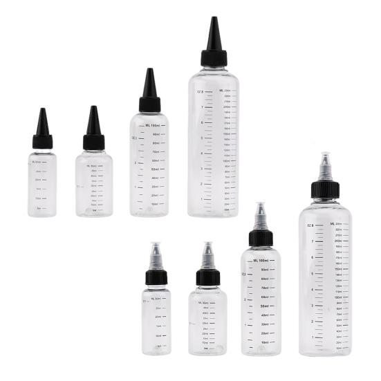Flacone Spremibile Graduato con Tappo 30/50/100/250ml Contenitore Dispenser Anti-Perdita per Salse Oli Senza BPA Dispenser per Condimenti per Cucina Laboratorio Viaggio