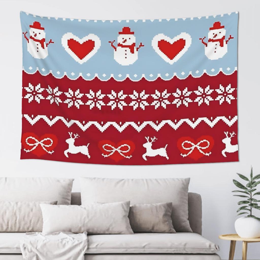 Christmas Knit Heart Pattern Tapestry Bedroom Decoration Wall Hanging Blanket Tapestry Cool Stuff For Room