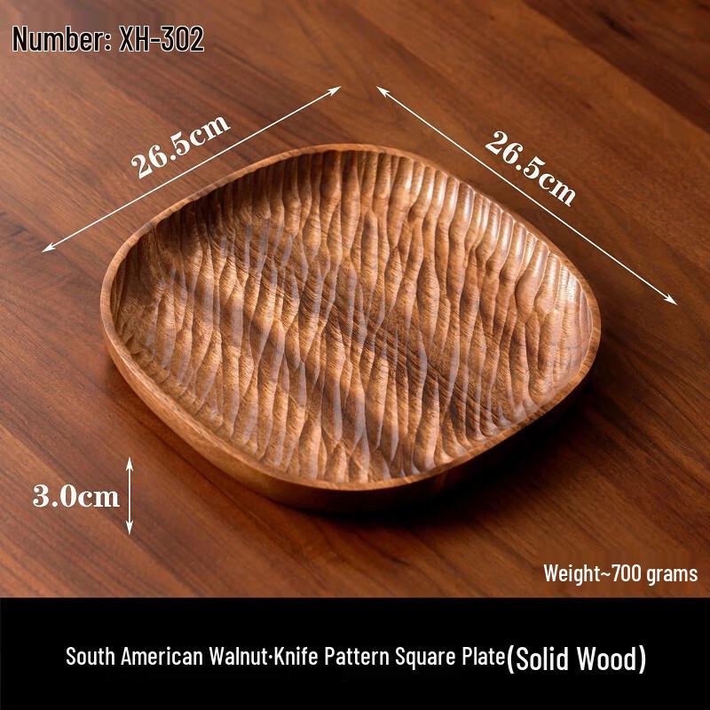 Wutuo Handmade Walnut Wood Rectangular Tea & Snack Tray