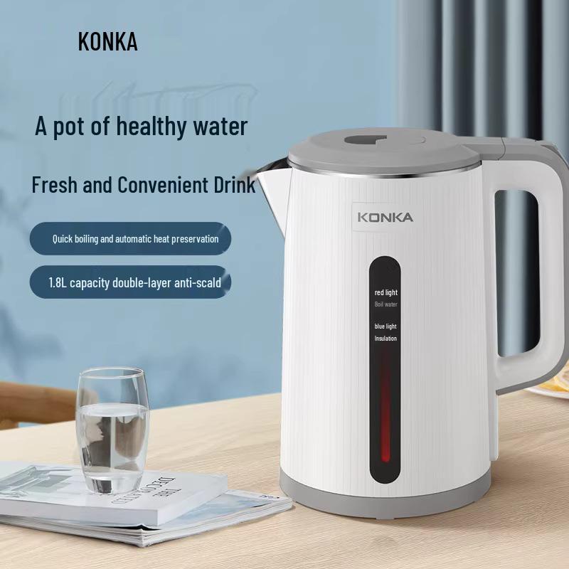 

KONKA 1.8L Electric Kettle with Constant Temperature and Stainless Steel Inner Tank White+1.8L [Thermal Version]