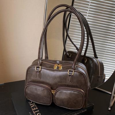 Retro Pendlertasche Damen Großvolumige Mode und Freizeit Nischen Messenger Bag Tragbare Schulter Kissen Tasche