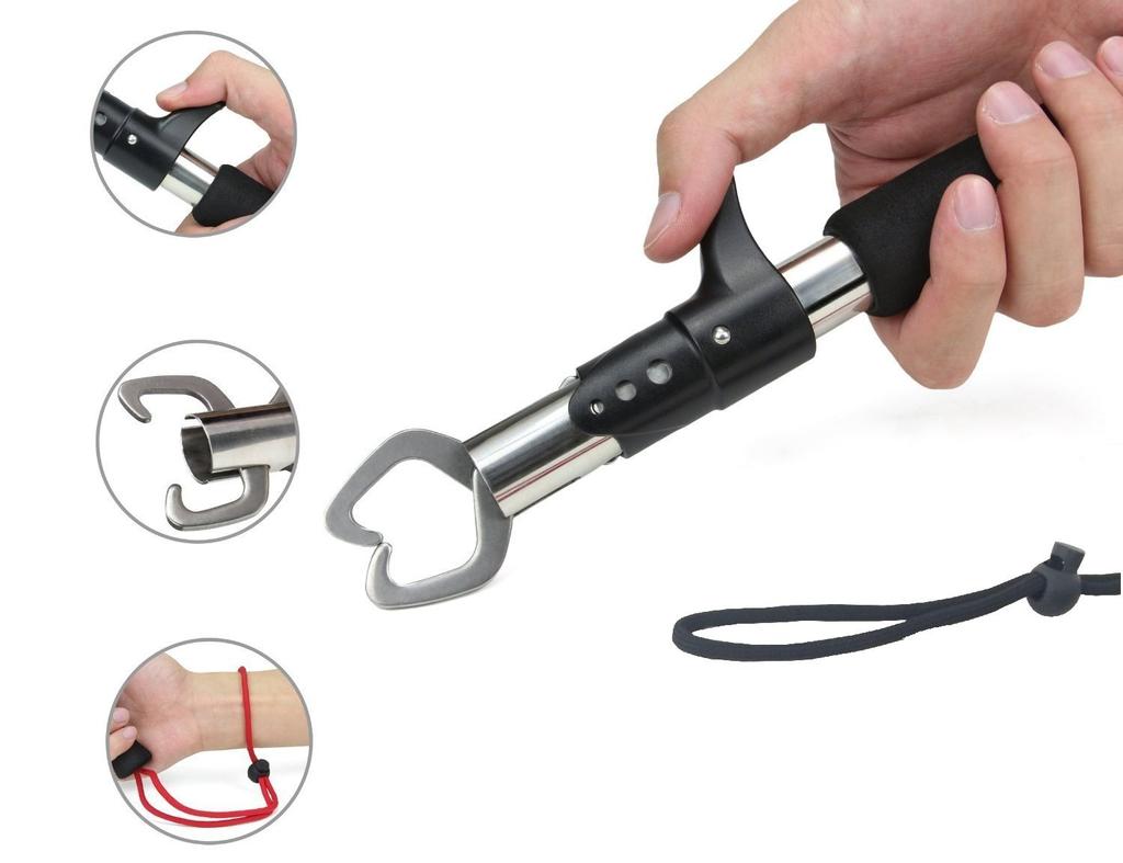 Olerud Fishing Tackle [Manufacturer's Warranty] Fish Catcher 1 Fish Grabber, Fish Gripper, Fish Grip, Ultra Lightweight Fishing, Black Strap,