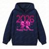 Happy New Year 2026 Clothing NYE Party Apparel Pink Glitter Girly New Year Hoodies Women Fashion Trend Holiday Sweatshirt