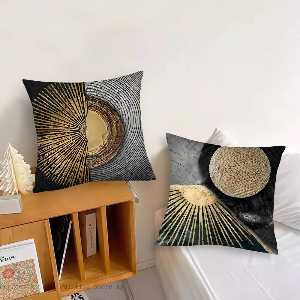 Advanced Gold Creative Annual Pillow Case Square Pillow Bedroom Sofa Leisure Comfort Cushion Car Living Room Home Decoration