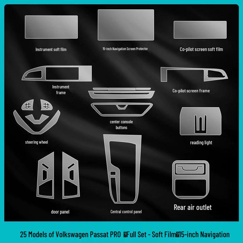 Volkswagen Passat PRO Interior Protective Film for 25 Models: Central Control, Navigation, Gear Shift, Car Decoration
