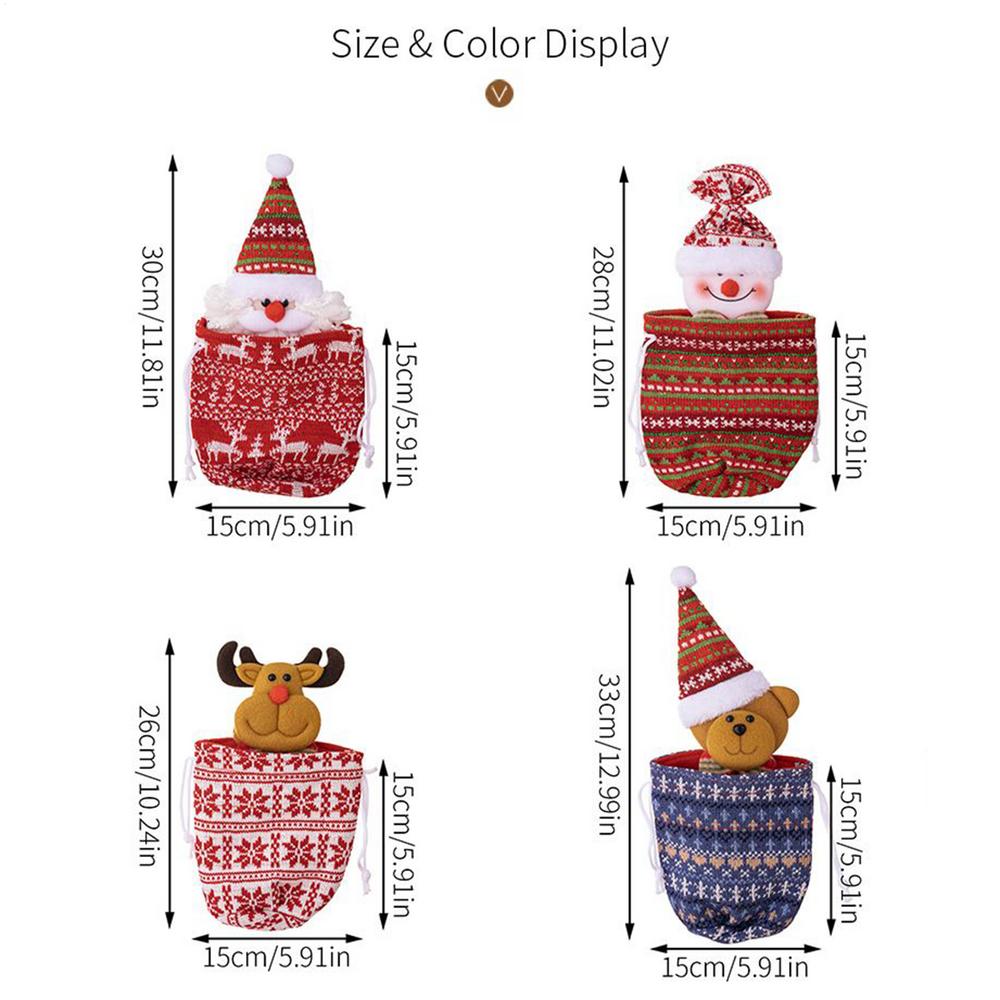 

4pcs Christmas Drawstring Bags Christmas Bundle Pocket Santa Claus Snowman Reindeer Bear Doll Pouch Christmas Wrapping Gift Bag Others