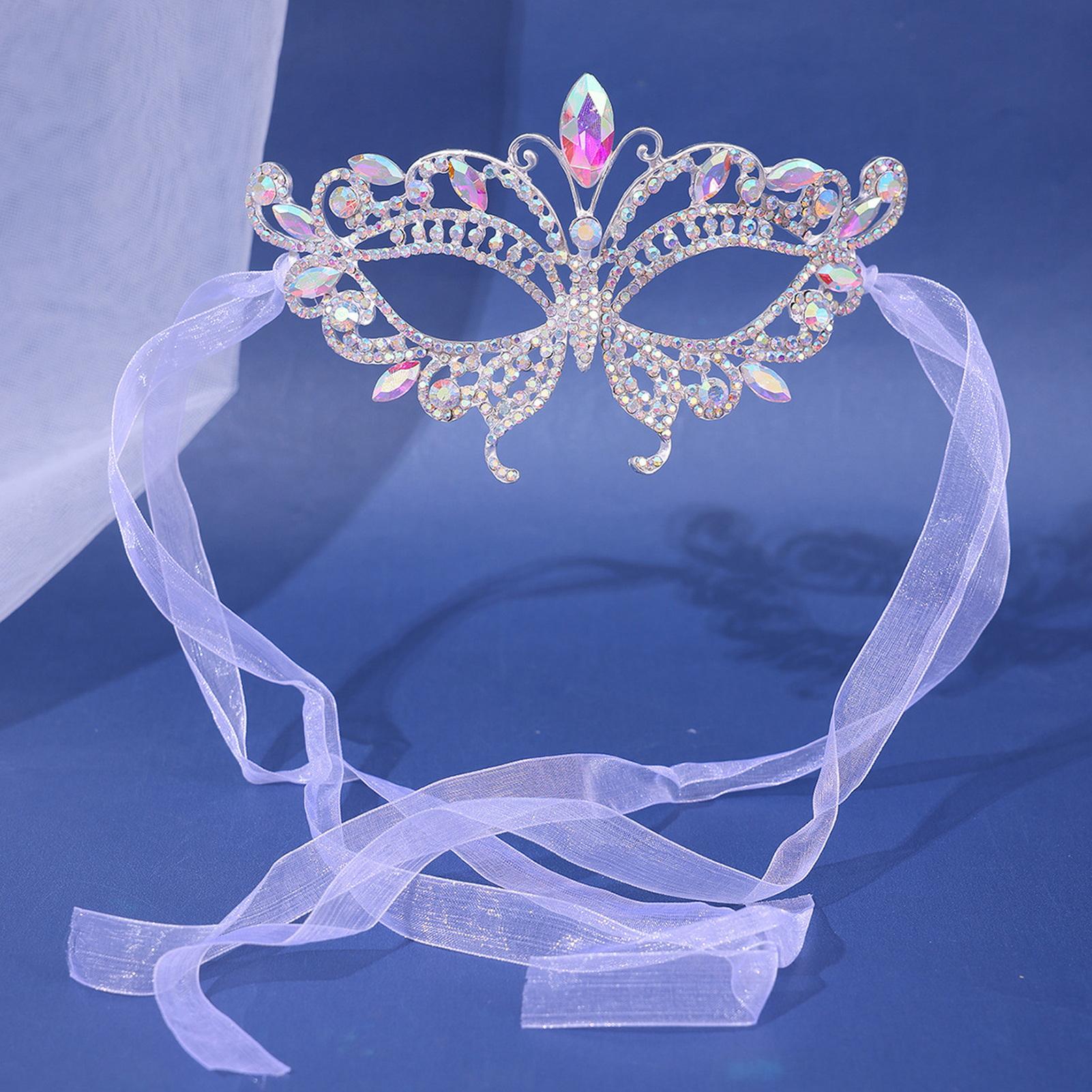 Women Crystal Masquerade Mask Rhinestone Fancy Mask Evening Party Mask for Masquerade Ball Banquet Cosplay