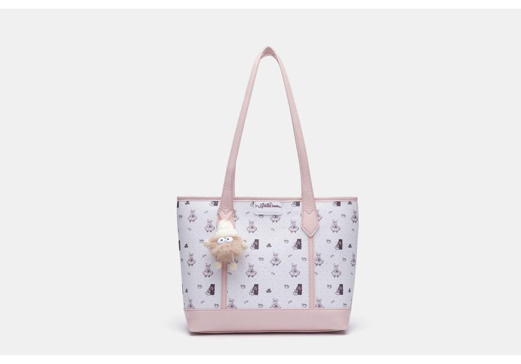 Floral Pink Girly Tote Bag: Cute, Large-Capacity, Versatile Shoulder Bag for Students