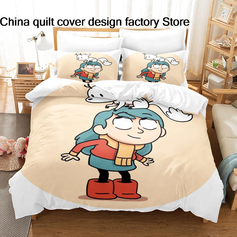 Cute Hilda and Friends Bedding Set 3D Printed Duvet Cover Pillowcase For Kids Bedroom Home Textile Twin Full Queen King Size