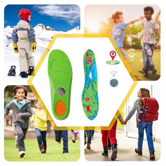 1 Pair Shoe Insoles PU Cushioned with Hidden Pocket for GPS Tracker Breathable Anti-Loss Shoe Inserts for Kids And Elderly