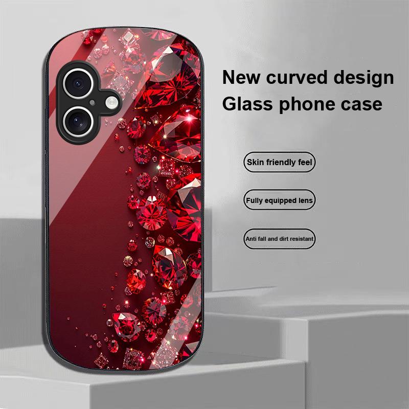 Etui na telefon z hartowanego szkła w kształcie elipsy z pełnymi diamentami dla Apple IPhone 16 11 13 15 14 Pro Max 12 Mini 7 8 Plus XR X XS