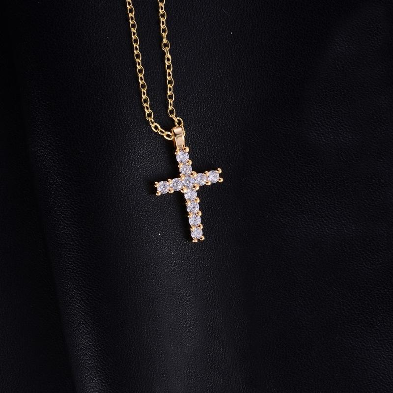 Luxury Rose-Gold & Silver CZ Cross Pendant Necklace Chain for Men/Women Luxury Rose-Gold & Silver CZ Cross Pendant Necklace Chain for Men/Women