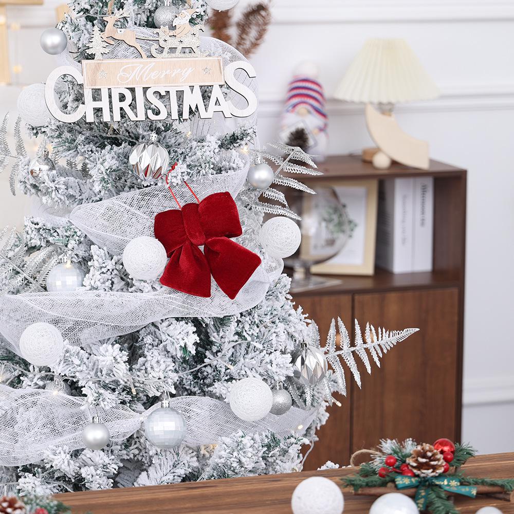 Red Velvet 3D Christmas Bow Ornament for Tree Decoration