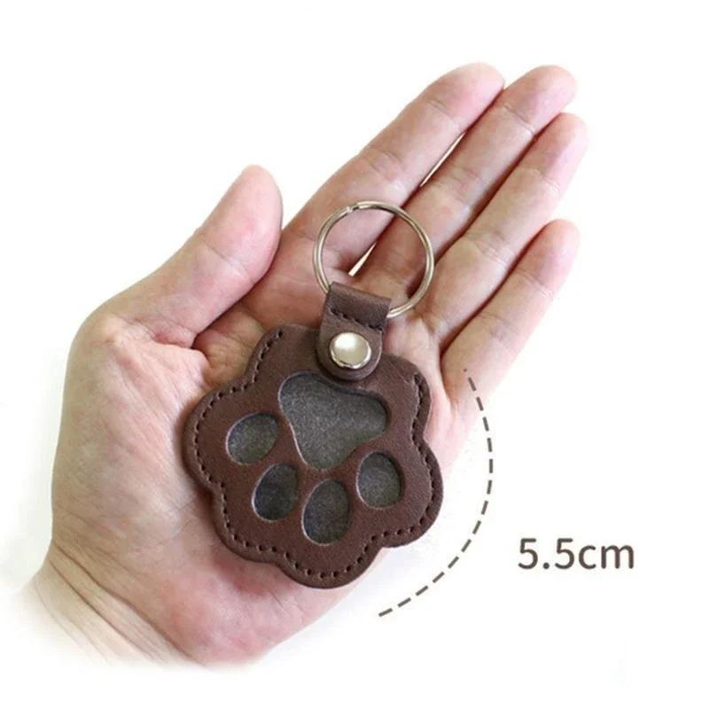 Memorial Pet Hair Storage Bag Multifunctional Portable Paw Shaped Pu Leather Keychain Commemorative Pet Diy Decoration Gifts For Pet Lovers