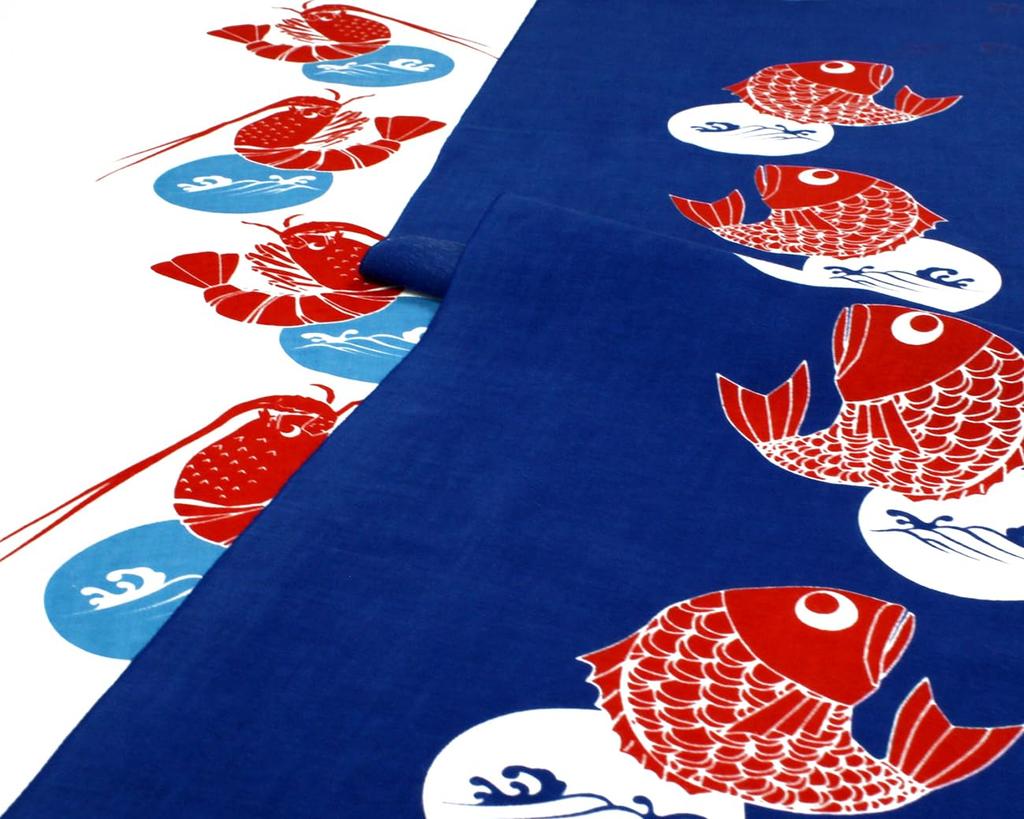 Dyeing Anbo Hand Towel the Waves of a Sea Authentic Made in 35cm x 100cm "Riding Bream" - Dyed, 100% Cotton, Tokuoka, Japan,