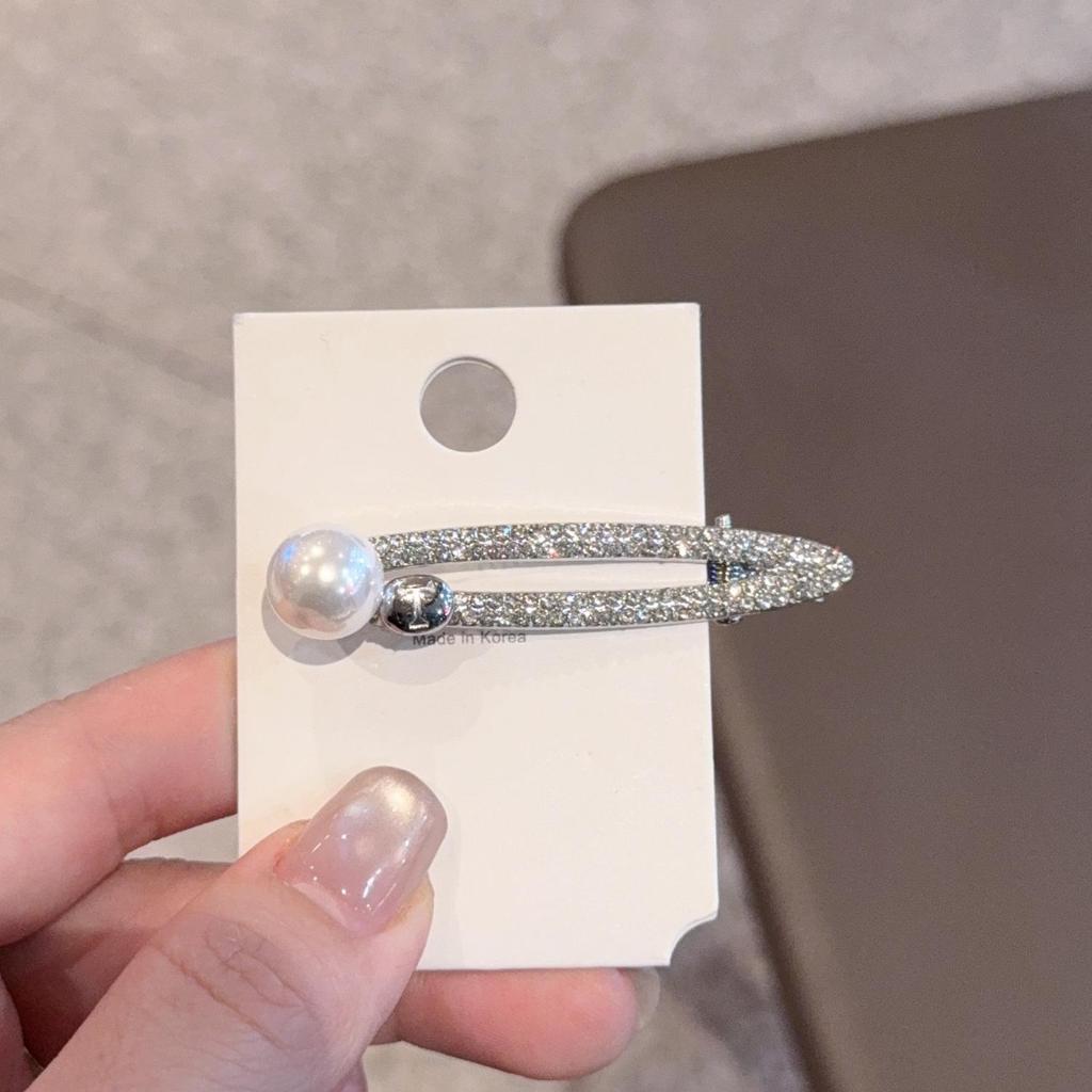 2025 Stilvolle Strass- & Perlen-Entenschnabel-Haarspange für Pony