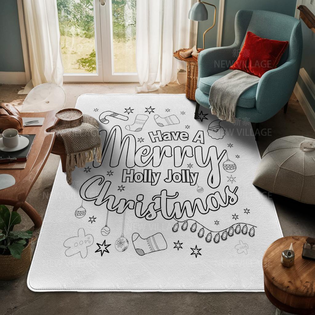 House Entrance Carpet Home Door Mat Living Room Bath Foot Bathroom Non-slip Water Absorption Rugs Bath Merry Christmas Winter