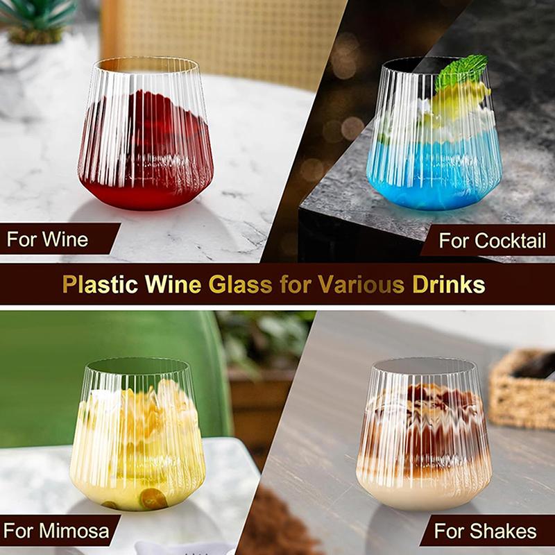14Oz Disposable Wine Glasses Unbreakable Clear Plastic Cocktail Glasses Wine Cups For Party Birthday Gathering Bars