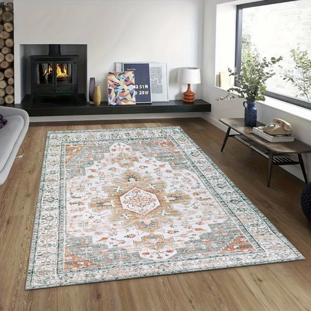 Paisley Area Rug, Bohemian Oriental Pattern Carpet for Living Room , Non-Slip Medallion Floor Mat Entryway Music Room Decor